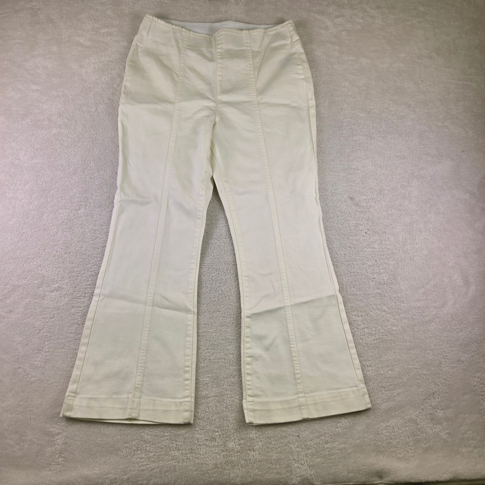 INC International Concepts Off White Pintuck Flare Crop Pants 12